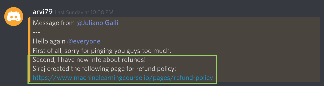 A message that piqued my suspicions posted on the official Discord after many people began asking for refunds.